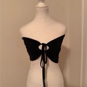Black Strapless Tie Bandeau Top